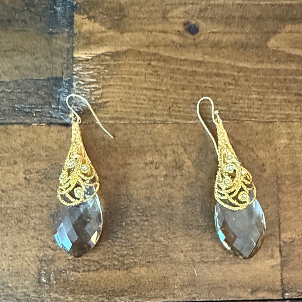 Alexis Bittar Gold and Silver Crystal Earrings